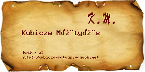 Kubicza Mátyás névjegykártya