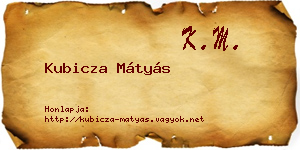 Kubicza Mátyás névjegykártya